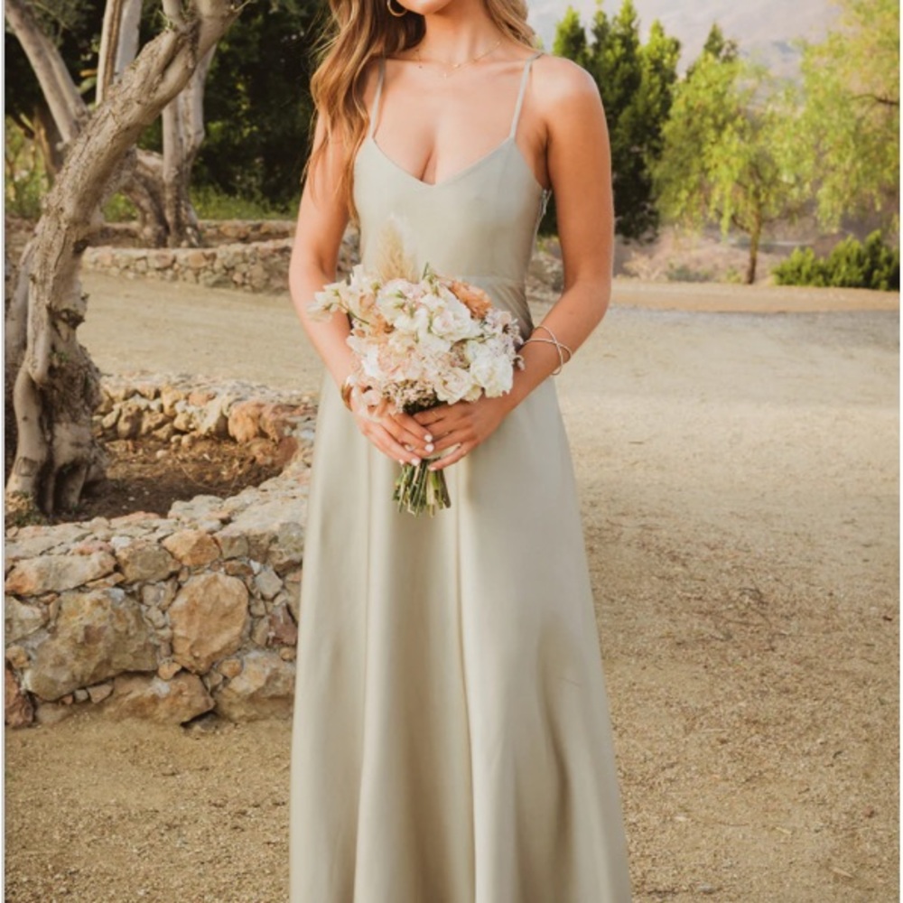 Showmeyourmumu Faith Maxi Moss Green Luxe Satin | S